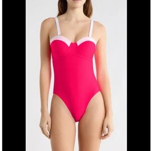 Betsey Johnson Fashion Nova Sunny Hunny‎ 1 Piece Swimsuit Womens XL Pink NWT
